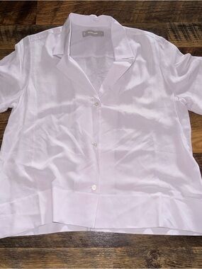 Everlane Lavender Short Sleeve Silk Button-Up Shirt